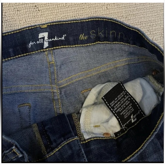 7 for all mankind mid-rise the skinny ripped denim blue jeans - size 29 - Picture 5 of 5